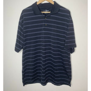 Grand Slam Polo Shirt Mens XXL Short Sleeve Golf Performance Black Striped